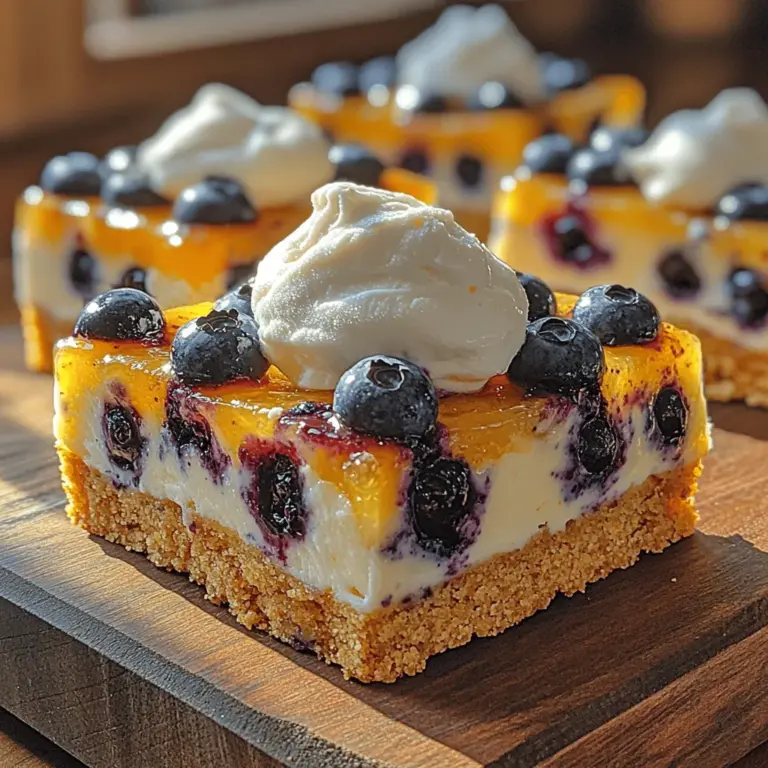As the warm summer sun begins to shine, nothing beats a refreshing dessert that combines the sweet and tangy notes of citrus with the delightful burst of fresh berries. The Zesty Frozen Lemon Blueberry Bliss Bars are the perfect solution for those looking to indulge in a cool, creamy treat that captures the essence of summer. These bars feature a harmonious blend of zesty lemon and sweet blueberries, creating a balanced flavor profile that is both refreshing and satisfying. They serve not only as a delicious treat but also as a visually appealing dessert that can impress your guests at any summer gathering.