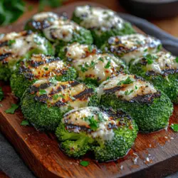 Delve into the world of flavor with our Garlic Parmesan Grilled Broccoli. This simple yet delicious recipe transforms a humble vegetable into a star side dish that boasts rich garlic notes, the nutty essence of Parmesan, and the freshness of lemon. Perfect for barbecues, family dinners, or as an easy weekday side, this recipe is not just a feast for the palate but also a healthy addition to your meal. With its vibrant colors and enticing aroma, Garlic Parmesan Grilled Broccoli is sure to impress your guests and family alike.