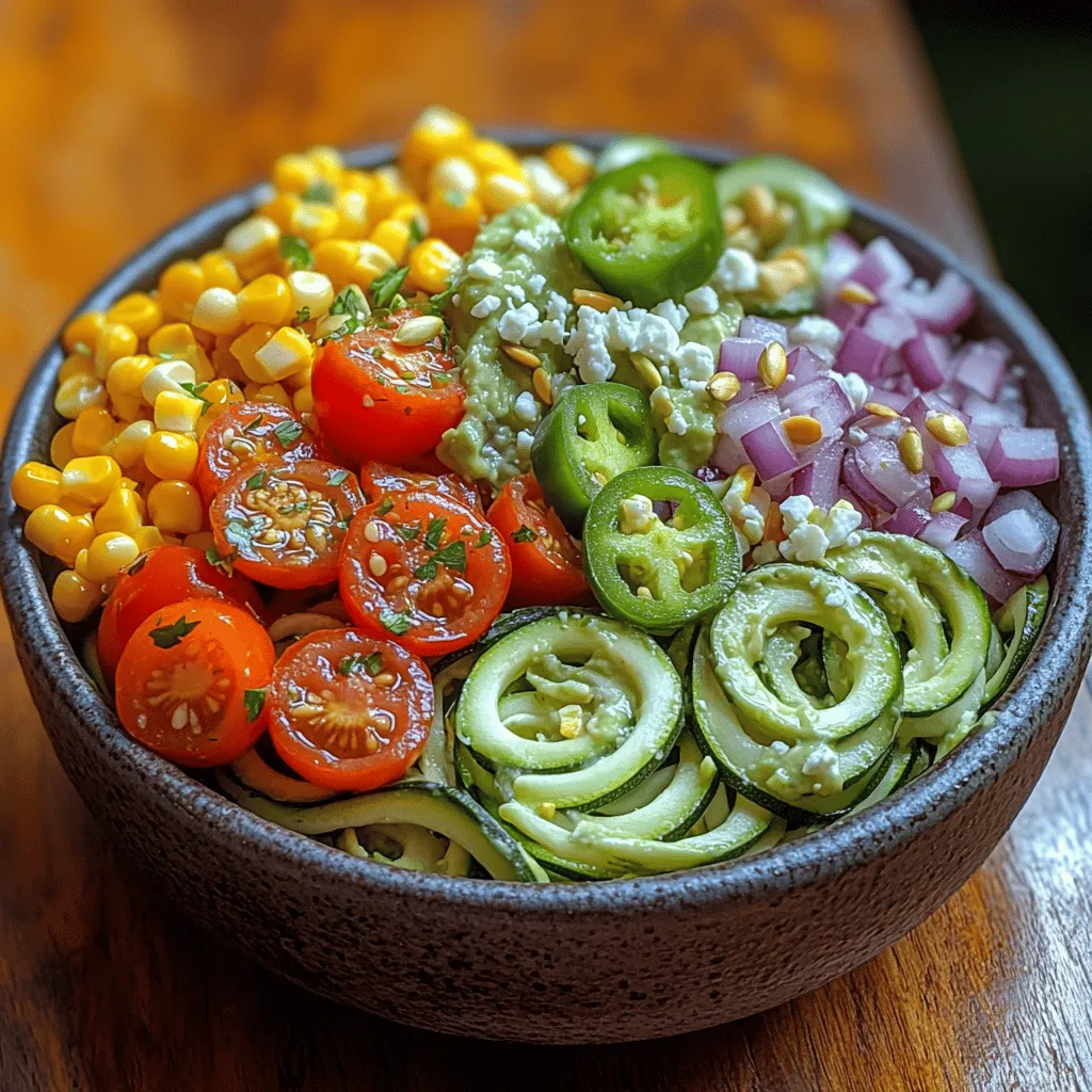 Zucchini serves as the cornerstone of the Zesty Cool Lime Avocado Zoodle Bowls, transforming a traditional pasta dish into a delightful low-carb alternative. With its mild flavor and satisfying texture, zucchini is an excellent base for any zoodle bowl.