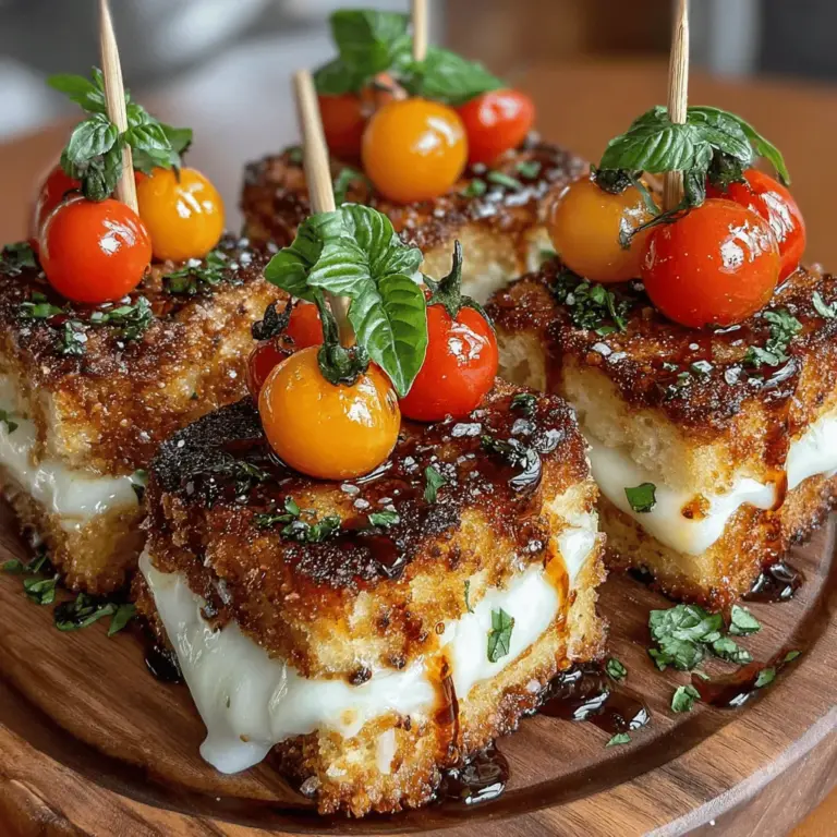 Engaging in the culinary arts often leads to the creation of delightful and innovative dishes that bring joy to gatherings and family meals alike. One such dish is the Mini Grilled Cheese & Tomato Skewers, a fun twist on the classic grilled cheese sandwich. This recipe combines the gooey goodness of sharp cheddar cheese with the freshness of cherry tomatoes, all beautifully presented on skewers. Perfect for parties, picnics, or a cozy night in, these skewers are not only visually appealing but also easy to prepare.