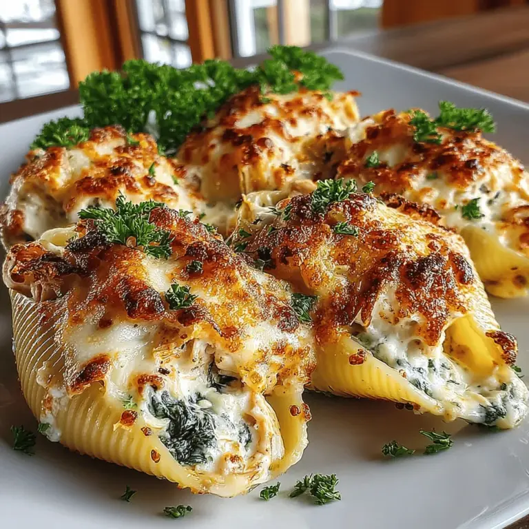 If you're on the hunt for a dish that combines creamy decadence with vibrant flavors, look no further than Creamy Spinach Artichoke Chicken Shells. This delightful recipe marries the richness of a classic spinach artichoke dip with hearty jumbo pasta shells, making it a favorite among both families and food enthusiasts. Whether you're preparing a cozy weeknight dinner or impressing guests at a special gathering, these stuffed shells are sure to steal the spotlight.