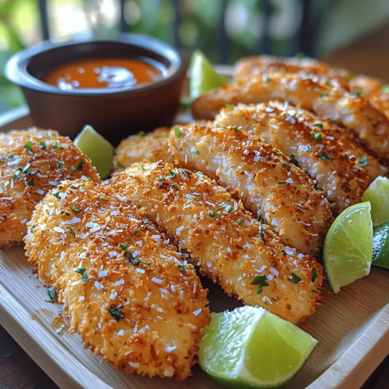 If you're in search of a dish that tantalizes your taste buds while delivering an irresistible crunch, look no further than Tropical Crunch Crispy Coconut Chicken Strips. This recipe is a delightful fusion of tropical flavors and crispy textures, making it a standout choice for any occasion. Imagine succulent chicken breast enveloped in a golden-brown coating, infused with the sweetness of coconut and a hint of spice. Whether served as an appetizer at a gathering, a quick snack for film night, or a main course that will impress dinner guests, these chicken strips are incredibly versatile and sure to please.