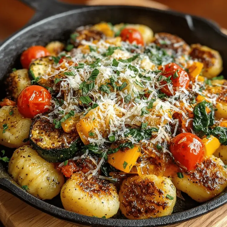 In the realm of quick and satisfying meals, the Savory Garlic Butter Veggie Gnocchi Skillet stands out as a vibrant option that combines flavor, convenience, and nutritional value. This dish is not only easy to prepare but also offers a delightful blend of textures and tastes that make it a fantastic choice for weeknight dinners. The comforting gnocchi, a type of Italian pasta, serves as the perfect canvas for the rich flavors of garlic and butter, complemented by a medley of fresh vegetables. With the right ingredients, this recipe can transform an ordinary evening into a culinary delight.