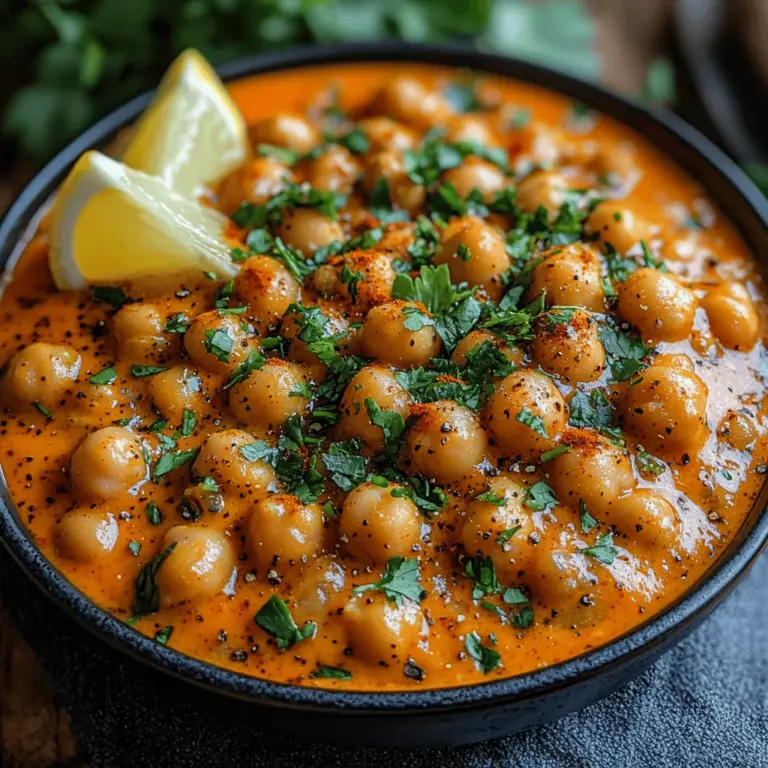 Introducing the perfect blend of comfort and flavor: Creamy Tikka Masala Chickpeas. This dish not only delights the taste buds but also provides a nutritious vegetarian option that’s quick and easy to prepare. With its rich coconut milk base and warm spices, this recipe is a fantastic way to enjoy a plant-based meal that doesn't compromise on flavor. Whether you're a seasoned home cook or a novice looking to expand your culinary repertoire, Creamy Tikka Masala Chickpeas offers a satisfying and wholesome alternative to traditional tikka masala.
