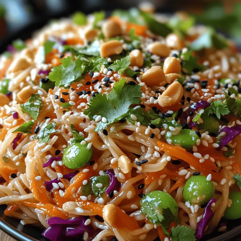 Crunchy Sesame Noodle Slaw is a vibrant and refreshing dish that effortlessly combines the deliciousness of Asian-inspired flavors with a medley of crisp vegetables and wholesome noodles. This slaw stands out not only for its delightful crunch but also for its colorful presentation, making it an appealing choice for both casual weeknight dinners and festive gatherings. The combination of textures—from the crunchy snap peas to the tender soba noodles—creates a satisfying eating experience that is both nourishing and enjoyable.