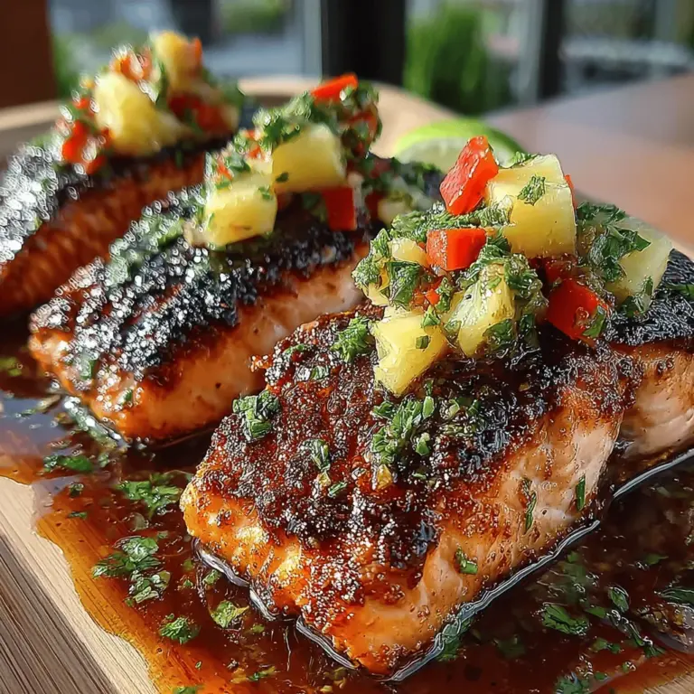 When it comes to summer dining, few dishes capture the essence of vibrant flavors and fresh ingredients quite like Tropical Twist Grilled Salmon with Pineapple Salsa. This recipe brilliantly marries the rich, buttery taste of grilled salmon with the sweet and tangy notes of a fresh pineapple salsa, creating a meal that is both satisfying and invigorating. The combination of the succulent fish and the zesty tropical salsa not only tantalizes the taste buds but also offers a feast for the eyes, making it an ideal dish for family gatherings, barbecues, or a simple weeknight dinner.