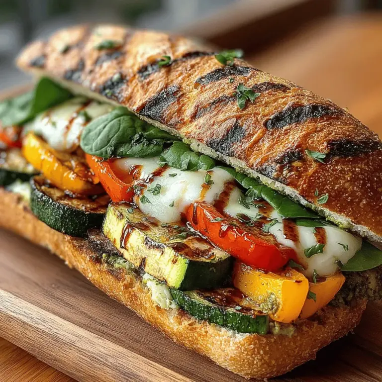 The Grilled Veggie & Pesto Sandwich is a delightful culinary creation that perfectly balances flavor and nutrition. This sandwich is a celebration of fresh ingredients and vibrant tastes, making it an ideal choice for health-conscious food enthusiasts and casual diners alike. With its combination of smoky grilled vegetables and the aromatic richness of pesto, this sandwich is not just a meal; it’s an experience. It invites you to enjoy the essence of summer while providing a nourishing and satisfying option for lunch or dinner.