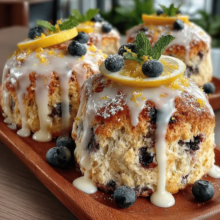 Scones hold a special place in the hearts of many as a delightful treat, perfect for breakfast, brunch, or an afternoon tea. With their crumbly texture and slightly sweet flavor, they can be enjoyed plain or dressed up with various fruits, nuts, and flavorings. Among the myriad of scone varieties, the Zesty Lemon Blueberry Bliss Scones stand out as a refreshing twist on the classic recipe. Combining the tart brightness of lemon with the sweet juiciness of blueberries, this recipe offers a vibrant flavor profile that is ideal for any occasion, whether it be a casual family gathering or a sophisticated tea party.