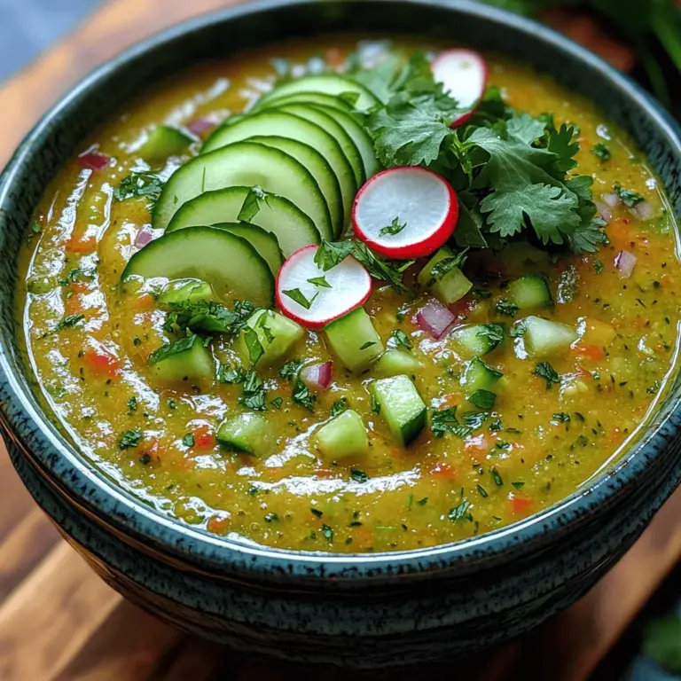Gazpacho, a traditional cold soup, has long been a staple of Spanish cuisine, particularly in the warmer regions where the sun-soaked produce shines brightest. Originating from Andalusia, this vibrant dish showcases the bountiful harvest of summer, typically featuring tomatoes, peppers, onions, and cucumber. Its evolution over the years has seen countless variations, allowing chefs and home cooks alike to experiment with flavors and ingredients, making it a versatile option for those seeking a refreshing meal. One such innovative twist on the traditional gazpacho is the Cucumber Avocado Gazpacho Delight. This recipe not only retains the essence of the original but also introduces a creamy texture and a unique flavor profile that is bound to tantalize the taste buds.