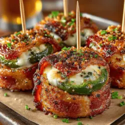 If you’re on the lookout for an appetizer that will elevate your next gathering, look no further than Sizzling Bacon-Wrapped Jalapeño Chicken Bites. This tantalizing dish artfully combines tender chicken, creamy cheese, and the fiery zing of jalapeños, all enveloped in crispy bacon. Each bite offers a delightful contrast of textures and flavors, making them an irresistible choice for parties, game days, or a cozy family dinner.