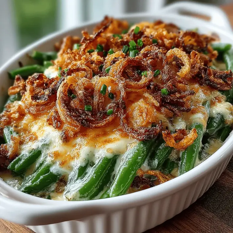 Comfort food has a unique ability to evoke feelings of warmth and nostalgia, often reminding us of cherished family gatherings and holiday celebrations. Among the many beloved dishes that grace our tables, the Cheesy Green Bean Casserole Bake stands out as a classic with a modern twist. This dish marries tender green beans with a rich, creamy sauce and an irresistible cheesy topping, creating a delightful balance of flavors and textures. Perfect as a side dish for holidays, potlucks, or weeknight dinners, this casserole is sure to become a favorite in your household.