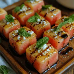 As the summer heat rolls in, nothing refreshes quite like a vibrant and delicious dish that embodies the spirit of the season. Enter the Watermelon Feta Bites—an elegant yet simple appetizer that perfectly balances the sweetness of juicy watermelon with the tangy creaminess of feta cheese. This delightful combination has its roots in Mediterranean cuisine, where fresh ingredients and bold flavors reign supreme. The dish has gained popularity not only for its refreshing taste but also for its striking visual appeal, making it a perfect addition to any summer gathering or picnic.
