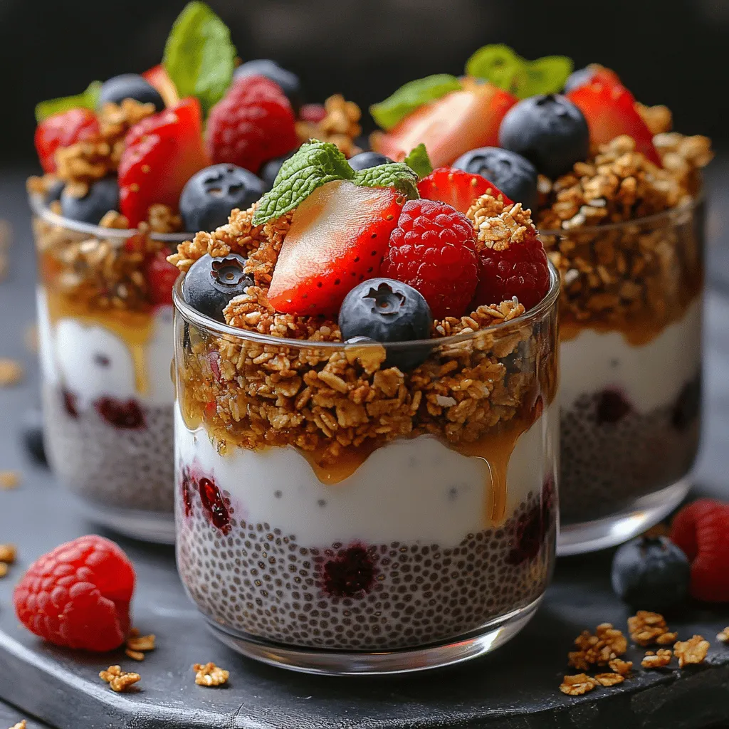 The health benefits of the ingredients in Berry Bliss Chia Yogurt Cups elevate this dish beyond a mere snack. Chia seeds, often hailed as a superfood, provide a wealth of fiber and omega-3 fatty acids, contributing to heart health and digestive wellness. Meanwhile, mixed berries offer a rich source of antioxidants, which are known for fighting free radicals in the body and promoting overall health. Greek yogurt introduces a creamy texture while delivering a hefty dose of protein and probiotics, which are essential for gut health. This combination not only makes the cups visually stunning but also transforms them into a powerhouse of nutrition.