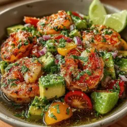 This salad is more than just a meal; it’s a harmonious blend of fresh produce and protein that offers a multitude of health benefits. Shrimp is celebrated for its high protein content and low calorie count, making it an excellent choice for those looking to maintain a healthy lifestyle. Paired with creamy avocado, which is packed with healthy fats and essential nutrients, this dish provides a satisfying combination that leaves you feeling full without the heaviness often associated with richer meals.