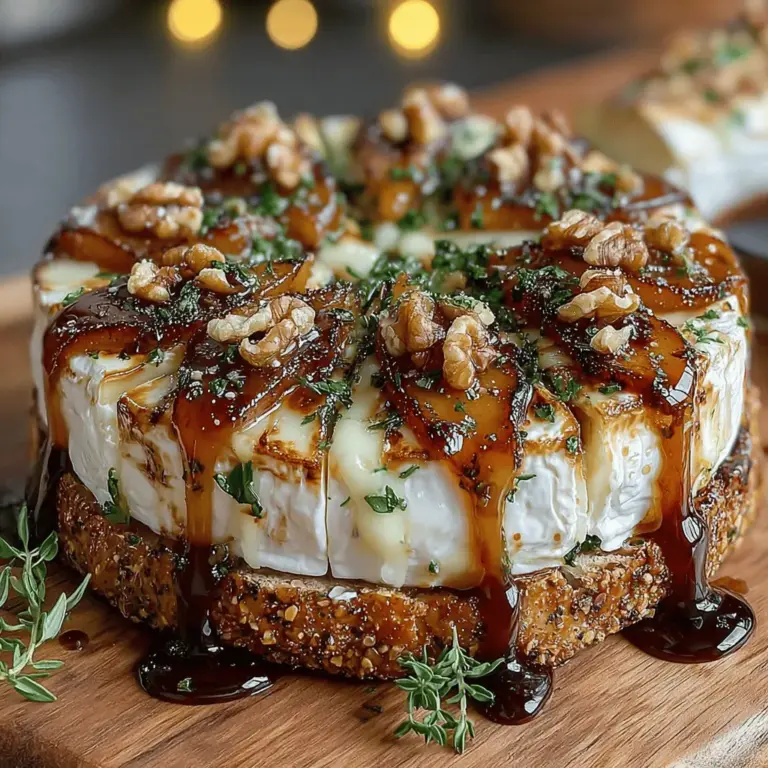 If you're looking to impress your guests with an elegant yet simple appetizer, look no further than Baked Brie & Caramelized Pear Flatbread. This dish is not only visually stunning but also a harmonious blend of flavors that encapsulates the essence of comfort food with an upscale twist. The creamy, buttery texture of Brie cheese pairs beautifully with the sweet, caramelized pears, while a drizzle of balsamic glaze adds a tangy contrast that elevates the entire dish. Whether you're hosting a sophisticated gathering or enjoying a cozy night in, this flatbread is sure to delight your taste buds and leave a lasting impression.