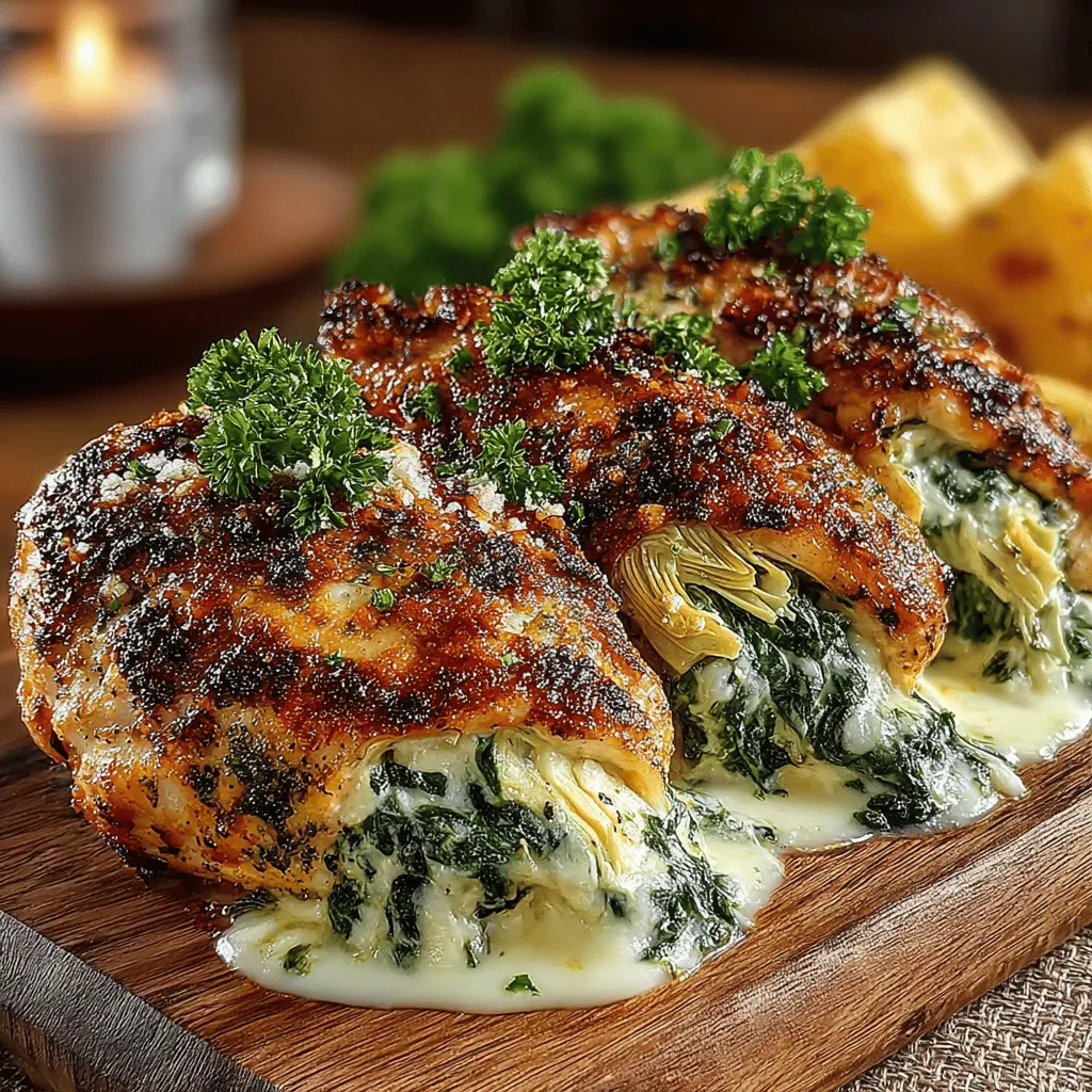 If you're looking to elevate your dinner game with a dish that is both visually stunning and delectable, look no further than Spinach & Artichoke Stuffed Chicken Delight. This recipe marries the creamy richness of spinach and artichokes with the tender juiciness of chicken breasts, creating an unforgettable meal that is perfect for family gatherings, special occasions, or simply treating yourself to a gourmet experience at home.
