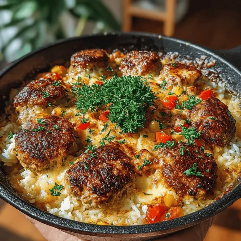 The Comforting Homestyle Turkey Meatball and Rice Casserole is more than just a meal; it's an experience that encapsulates the essence of home cooking. This dish combines the comforting flavors of tender turkey meatballs, fluffy rice, and an array of colorful vegetables, all enveloped in a rich, creamy sauce and topped with melted cheese. It's a versatile recipe that shines at family gatherings, weeknight dinners, or as a favorite at potlucks, where its heartwarming appeal can be appreciated by all.