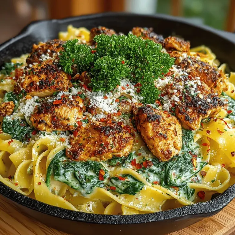 To create a delicious Creamy Chicken and Spinach One-Pan Pasta, it all begins with the chicken. Sautéing is a technique that allows for the development of rich flavors and a perfect texture. Start by heating a tablespoon of olive oil in your large skillet over medium-high heat. It's crucial to ensure the skillet is hot before adding the chicken; this allows for a beautiful sear that locks in moisture.