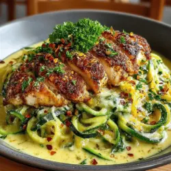 Lean & Zesty Chicken Alfredo Zucchini Noodles
