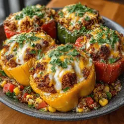 Stuffed peppers are a culinary classic that brings together a variety of flavors and textures in a vibrant, healthy package. Cheesy turkey and quinoa stuffed peppers elevate this beloved dish by combining the savory richness of ground turkey, the nuttiness of quinoa, and the comforting creaminess of melted cheese. This recipe is not just a feast for the palate; it also offers a nutritious balance that makes it a smart choice for family dinners or meal prep.