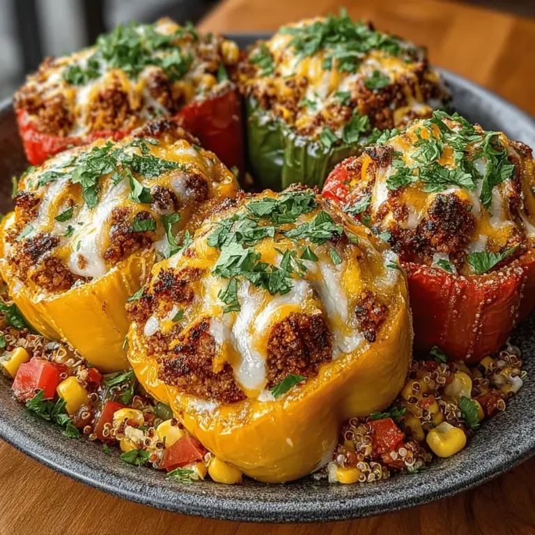 Stuffed peppers are a culinary classic that brings together a variety of flavors and textures in a vibrant, healthy package. Cheesy turkey and quinoa stuffed peppers elevate this beloved dish by combining the savory richness of ground turkey, the nuttiness of quinoa, and the comforting creaminess of melted cheese. This recipe is not just a feast for the palate; it also offers a nutritious balance that makes it a smart choice for family dinners or meal prep.